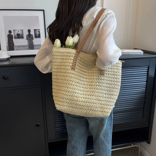 Celeste Hand-Woven Natural Straw Bohemian Beach Tote – view 2