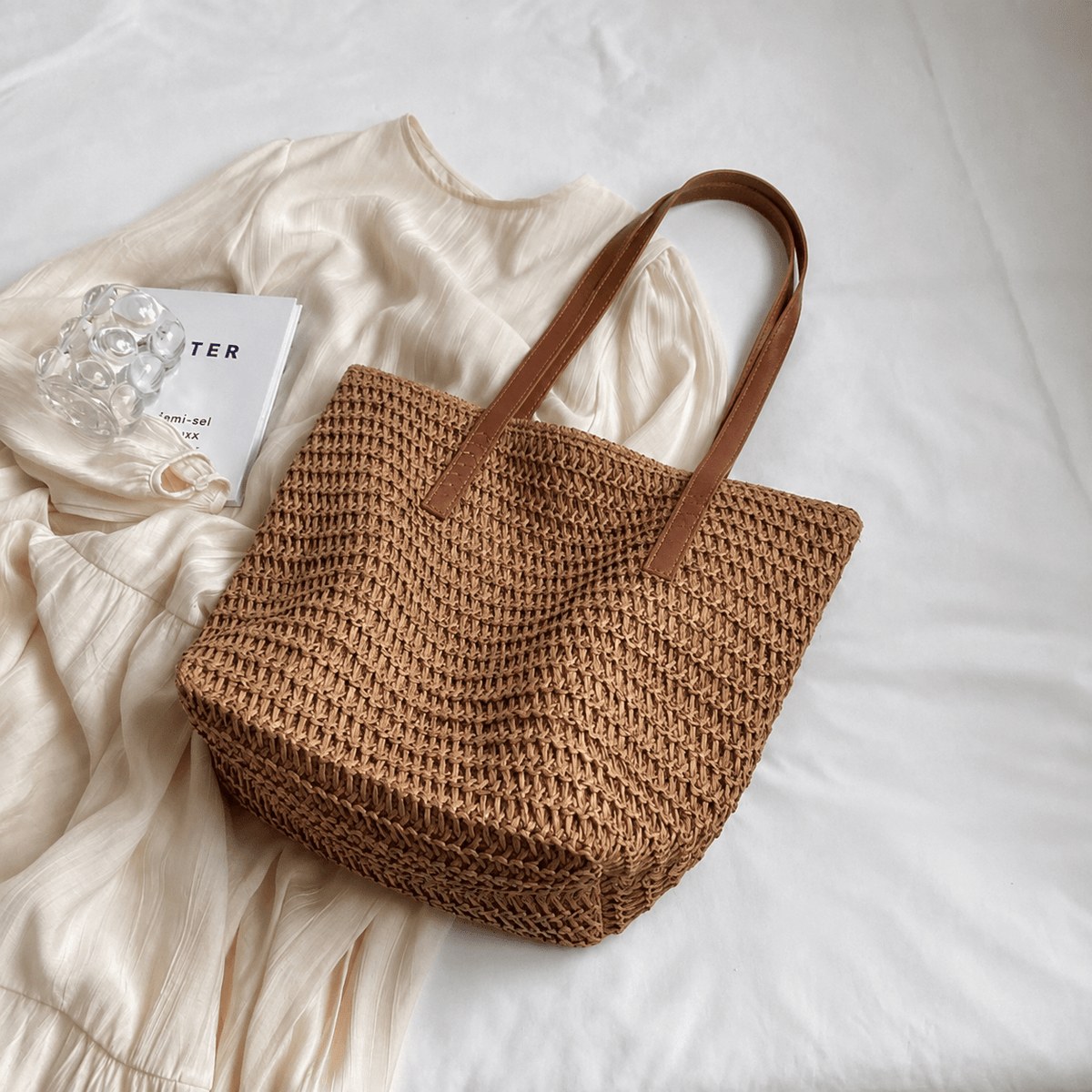 Celeste Hand-Woven Natural Straw Bohemian Beach Tote – view 6