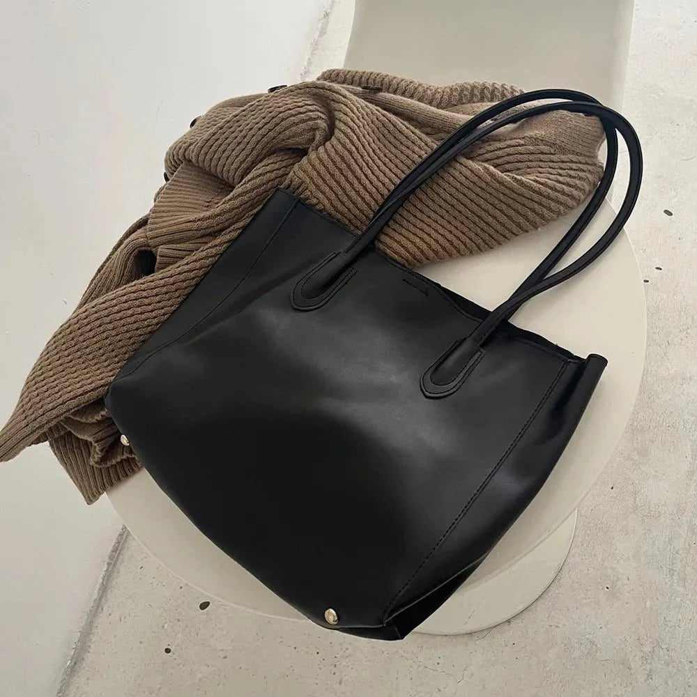 Cindy Structured PU Leather Tote Bag with Zip Closure