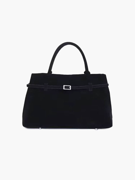 Dalila Spacious Structured Faux Suede Shoulder Bag