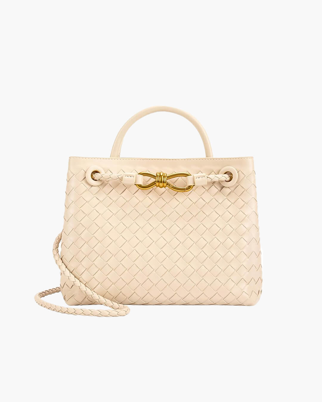Lucia Woven Vegan Leather Structured Handbag in Two Sizes