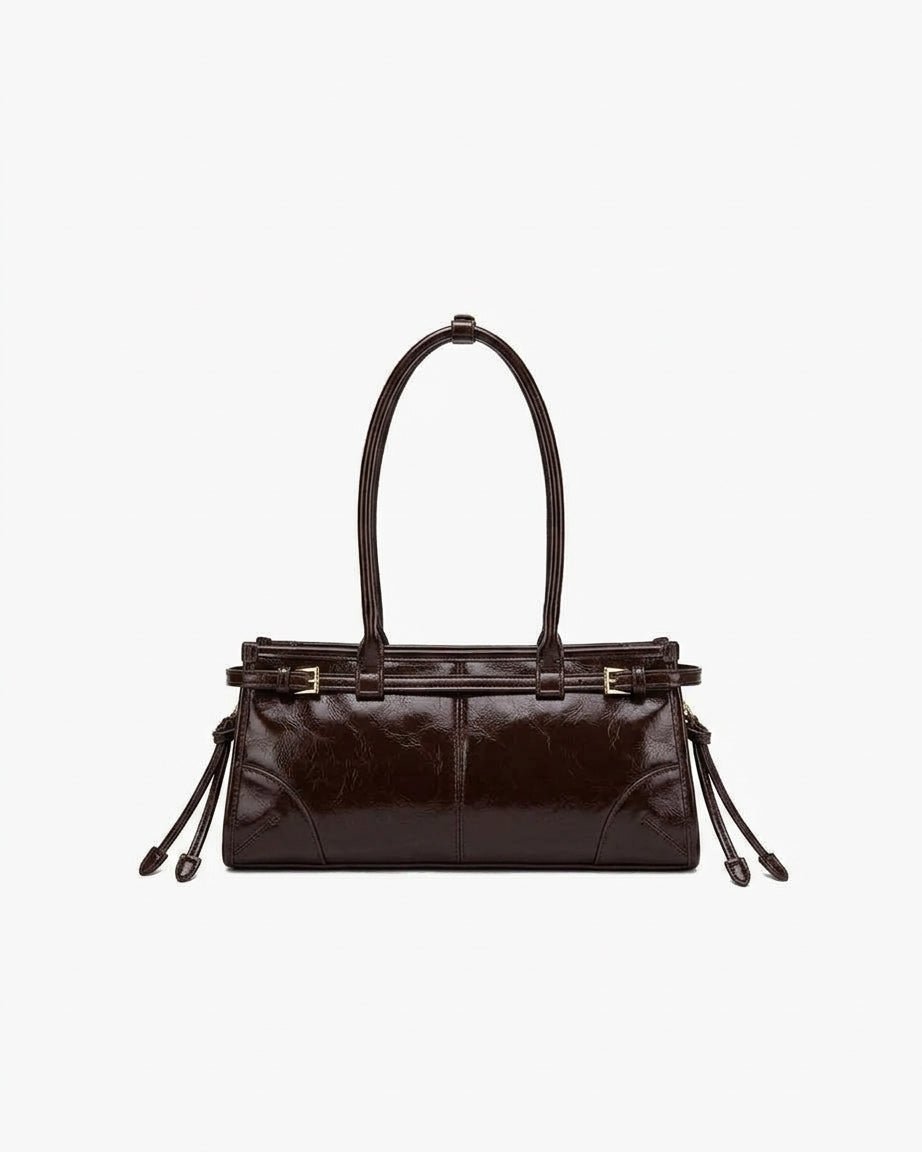 Luna PU Leather Shoulder Bag with Belt Buckle Detail