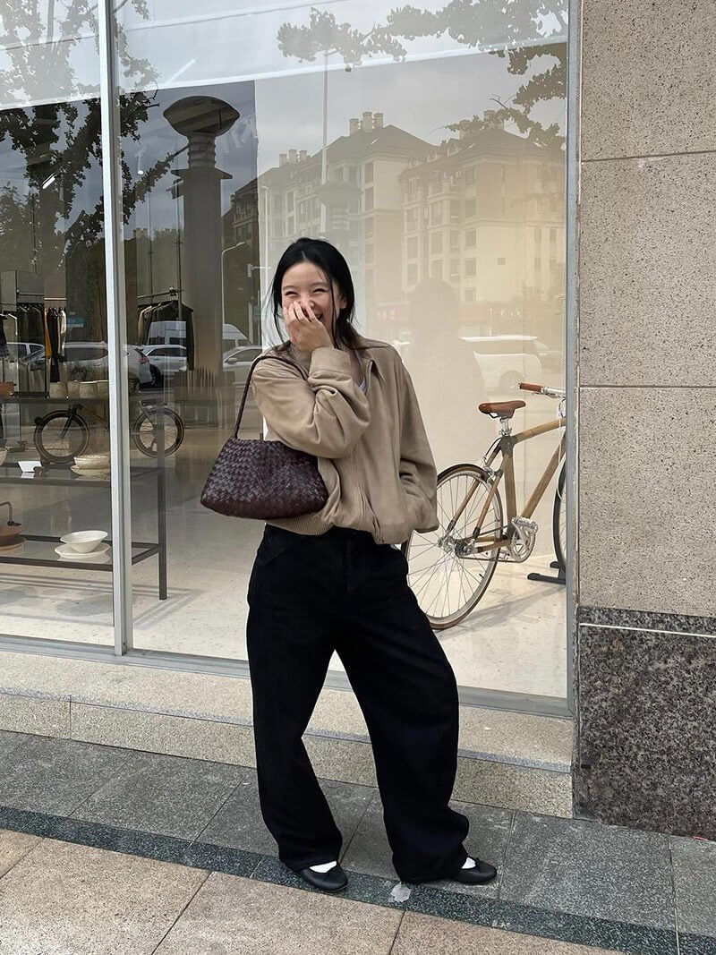 Marissa Small Woven Vegan Leather Crescent Bag with Handle