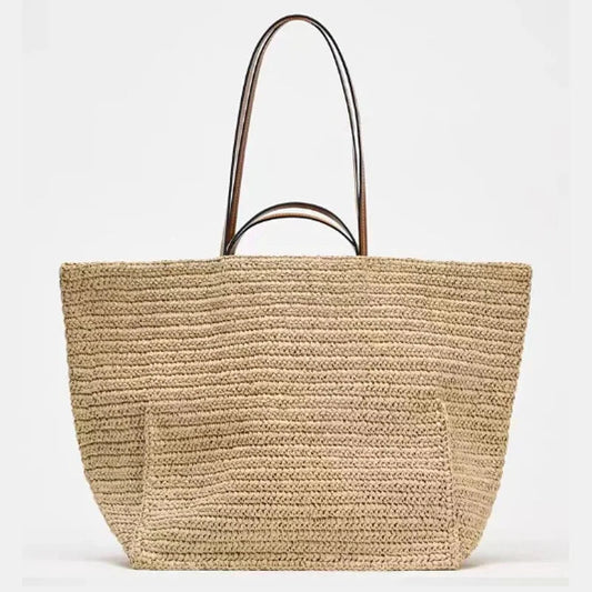 Celeste Handwoven Natural Straw Large Tote Bag with Open Top