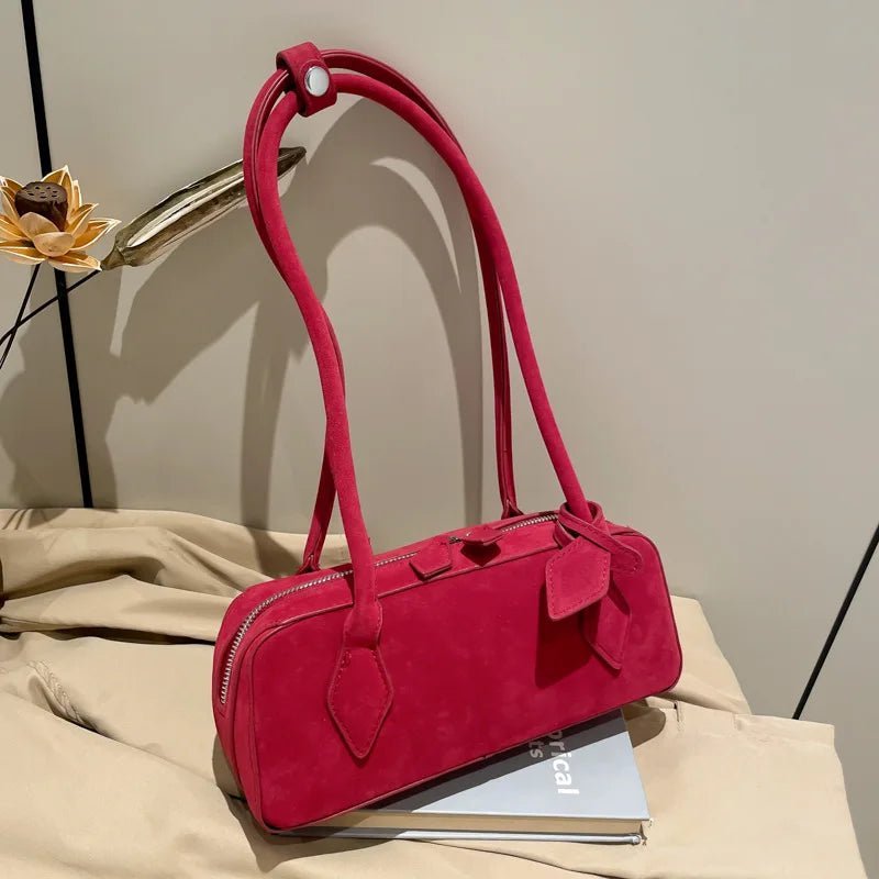Rebecca Retro Faux Suede Underarm Bag for Shoulder or Crossbody