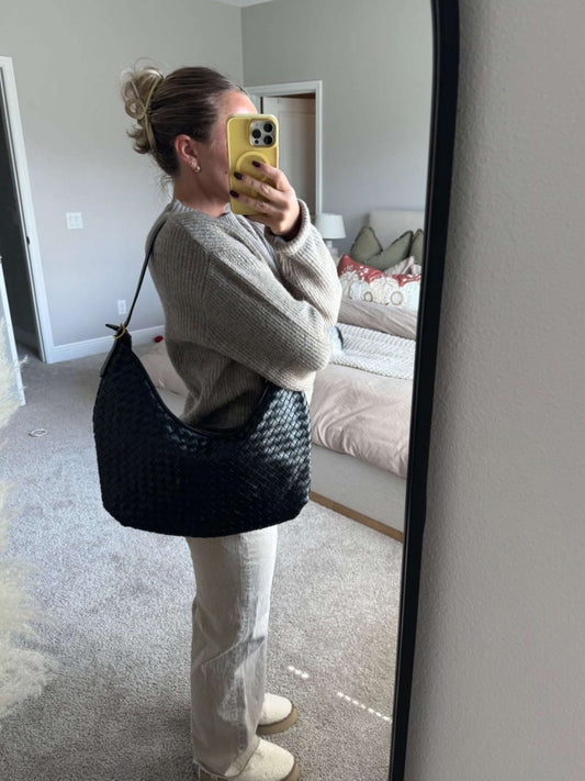 Scarlett Woven Vegan Leather Tote Bag with Dual Handles
