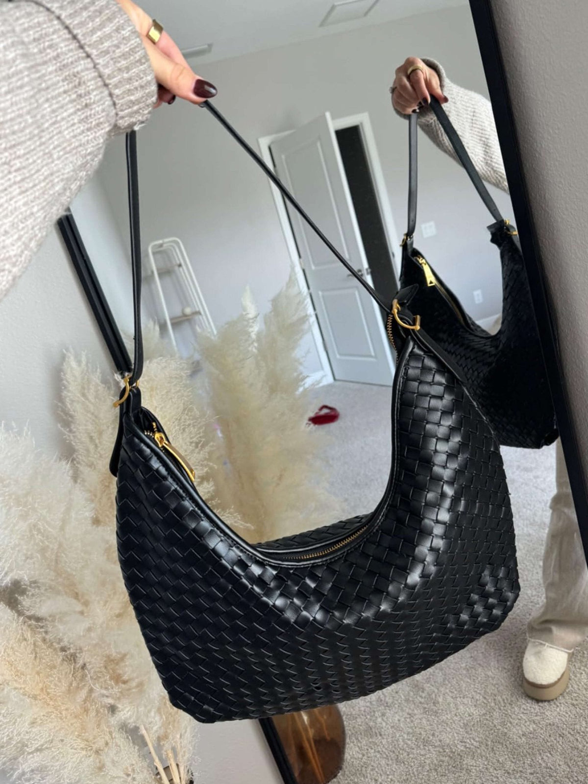 Scarlett Woven Vegan Leather Tote Bag with Dual Handles