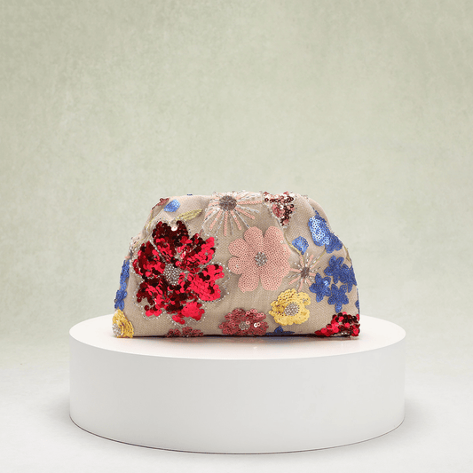 Sophia Floral Embroidered Sequin Evening Clutch Bag – view 2