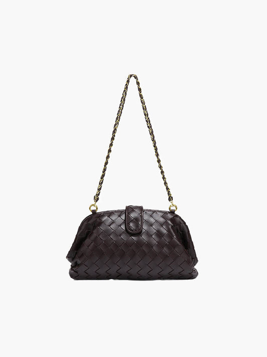 Tessa Woven Vegan Leather Clutch with Detachable Strap – view 2