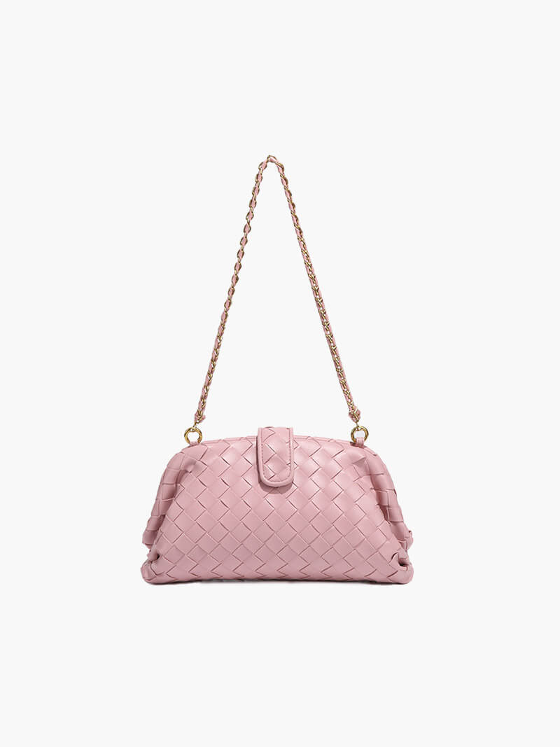 Tessa Woven Vegan Leather Clutch with Detachable Strap – view 7