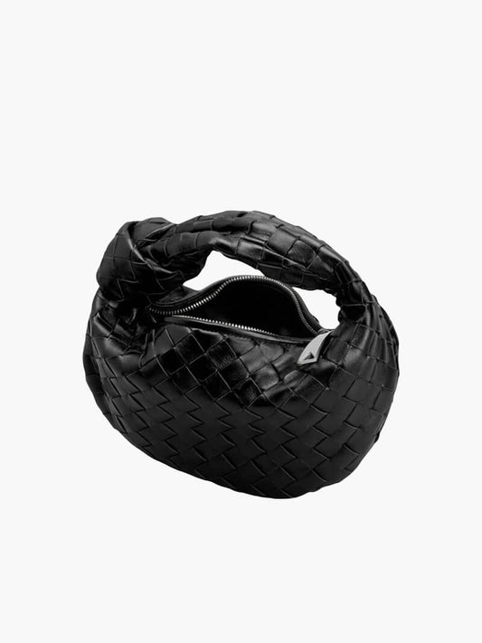 Woven Lattice Vegan Leather Mini Bag with Stainless Steel Hardware