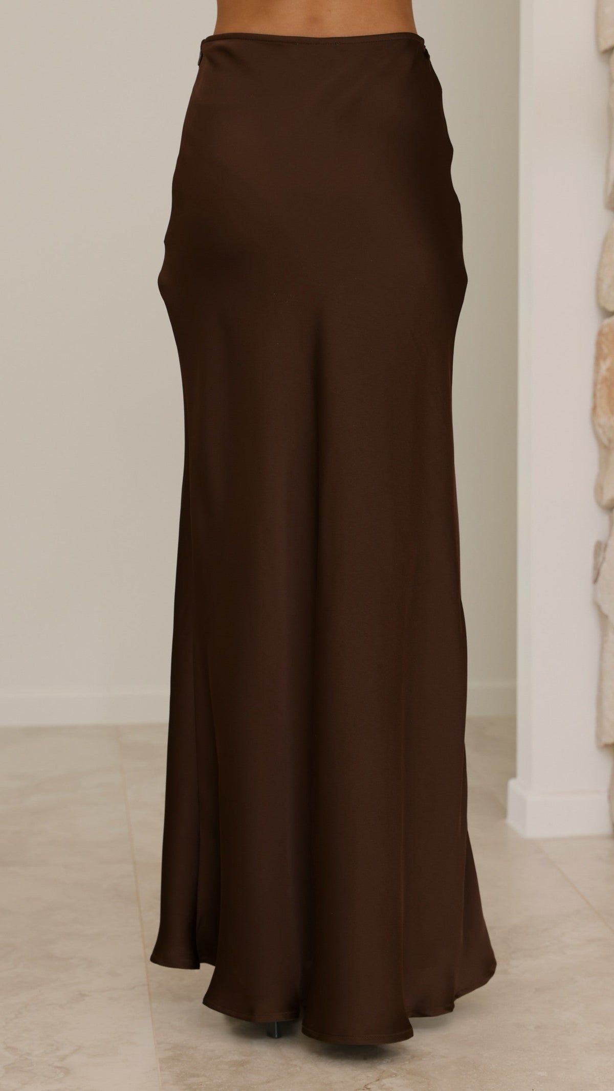 Jayliah Satin Feel A-Line Lined Maxi Skirt – Chocolate