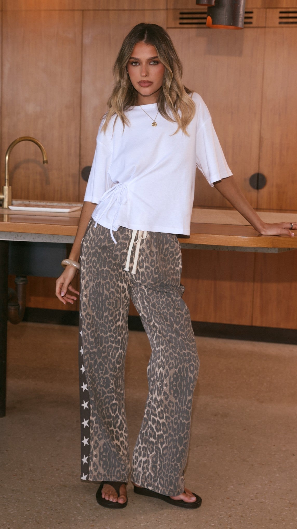 Vox High Waisted Straight Leg Trousers – Leopard and Star Print – view 1
