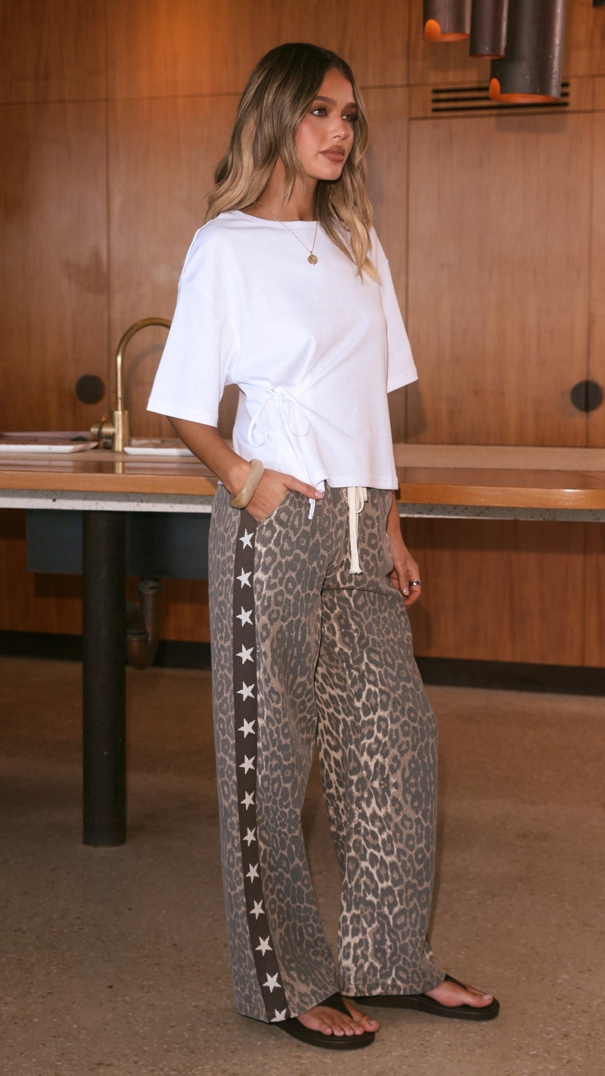 Vox High Waisted Straight Leg Trousers – Leopard and Star Print – view 4