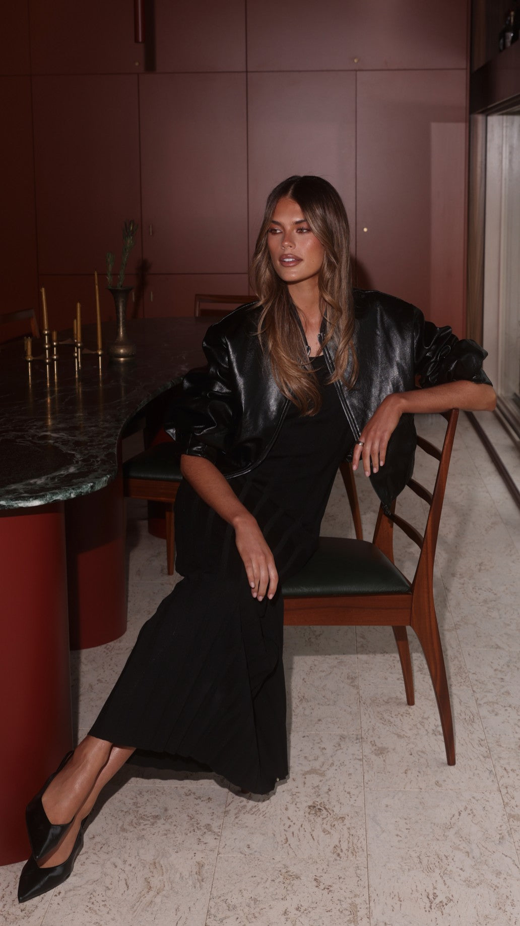 Avalyn Ribbed Knit Scoop Neck Sleeveless Maxi Dress – Black – view 9