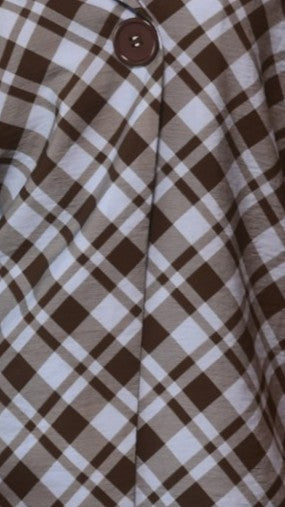 Imogen Oversized Short Sleeve Button Shirt – Chocolate/Blue Plaid