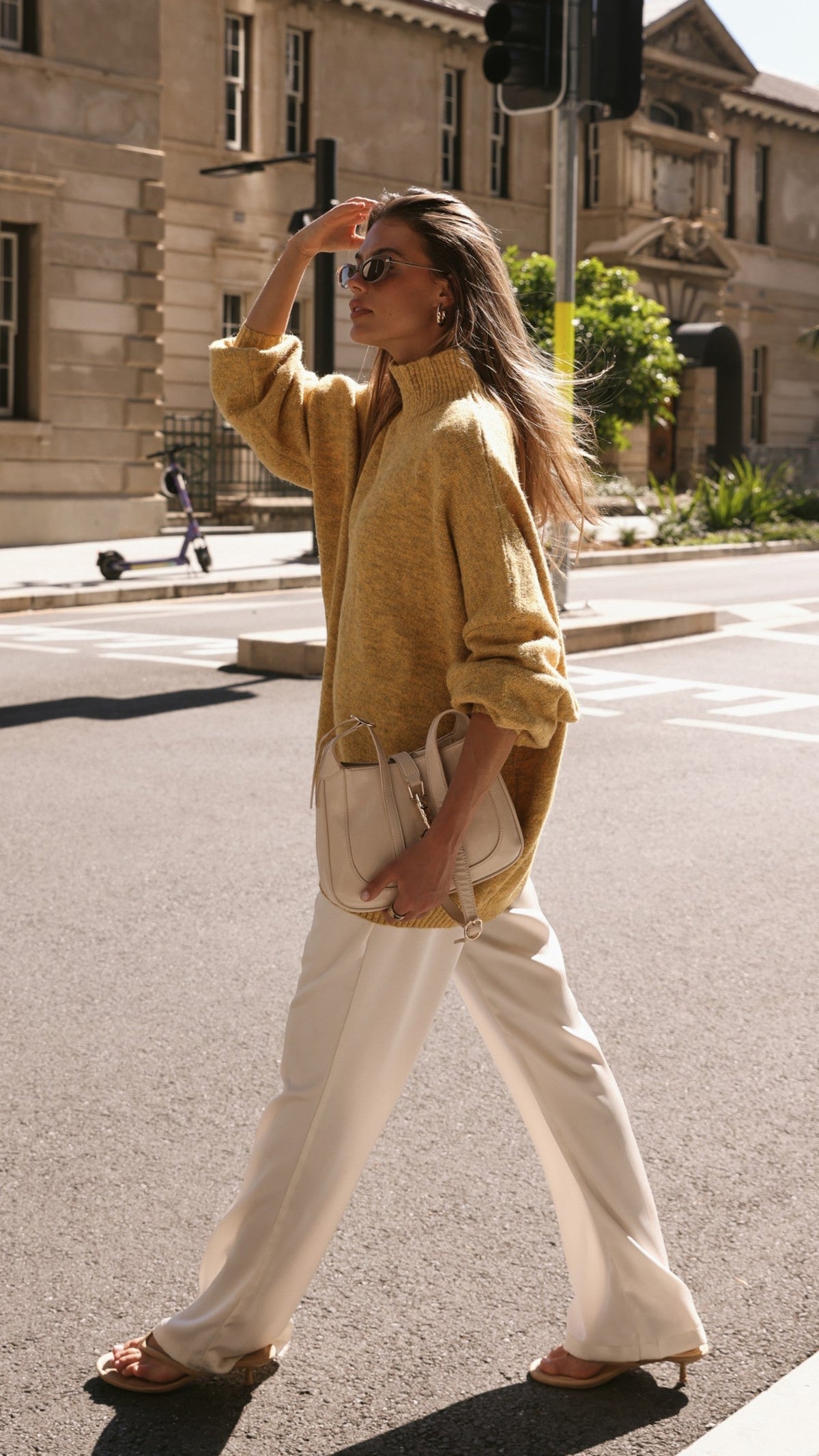 Harita Turtleneck Bell Sleeve Boxy Knit Jumper – Mustard – view 7