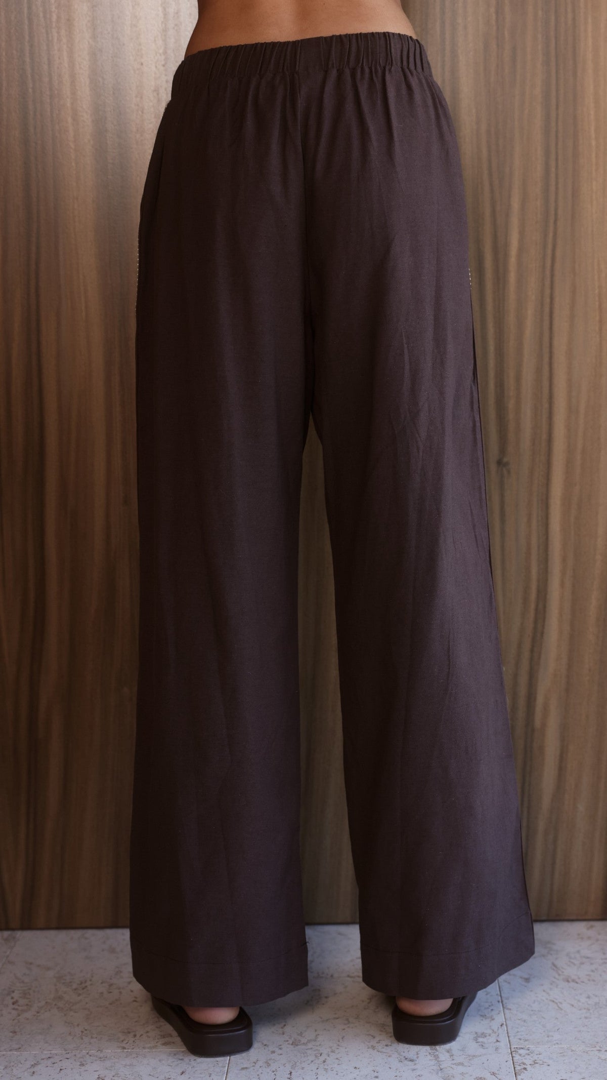 Belara Straight Leg Side Stripe Trousers – Chocolate/Beige – view 6