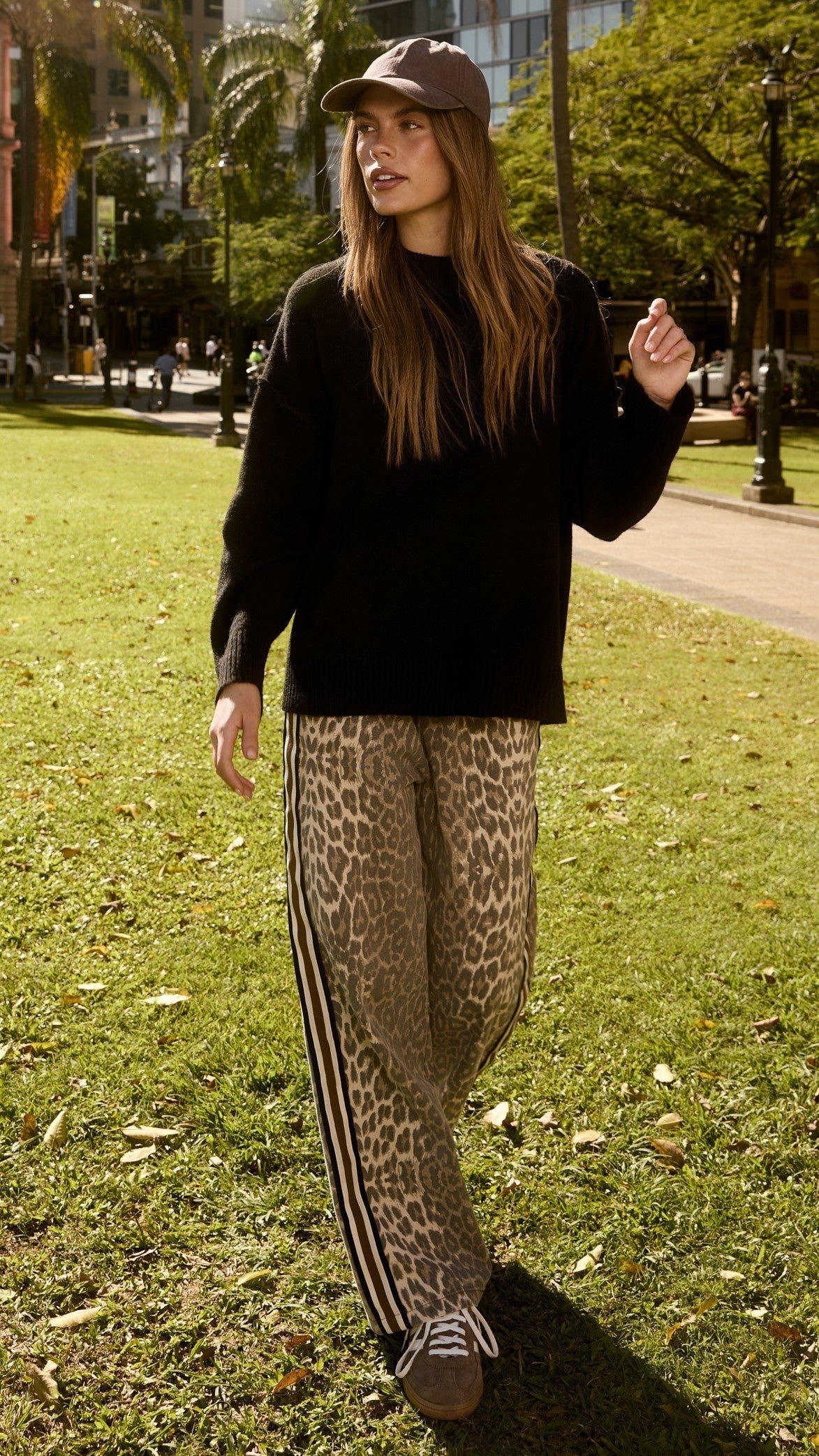 Vox High Waisted Straight Leg Trousers – Leopard Print Racer Stripe – view 3