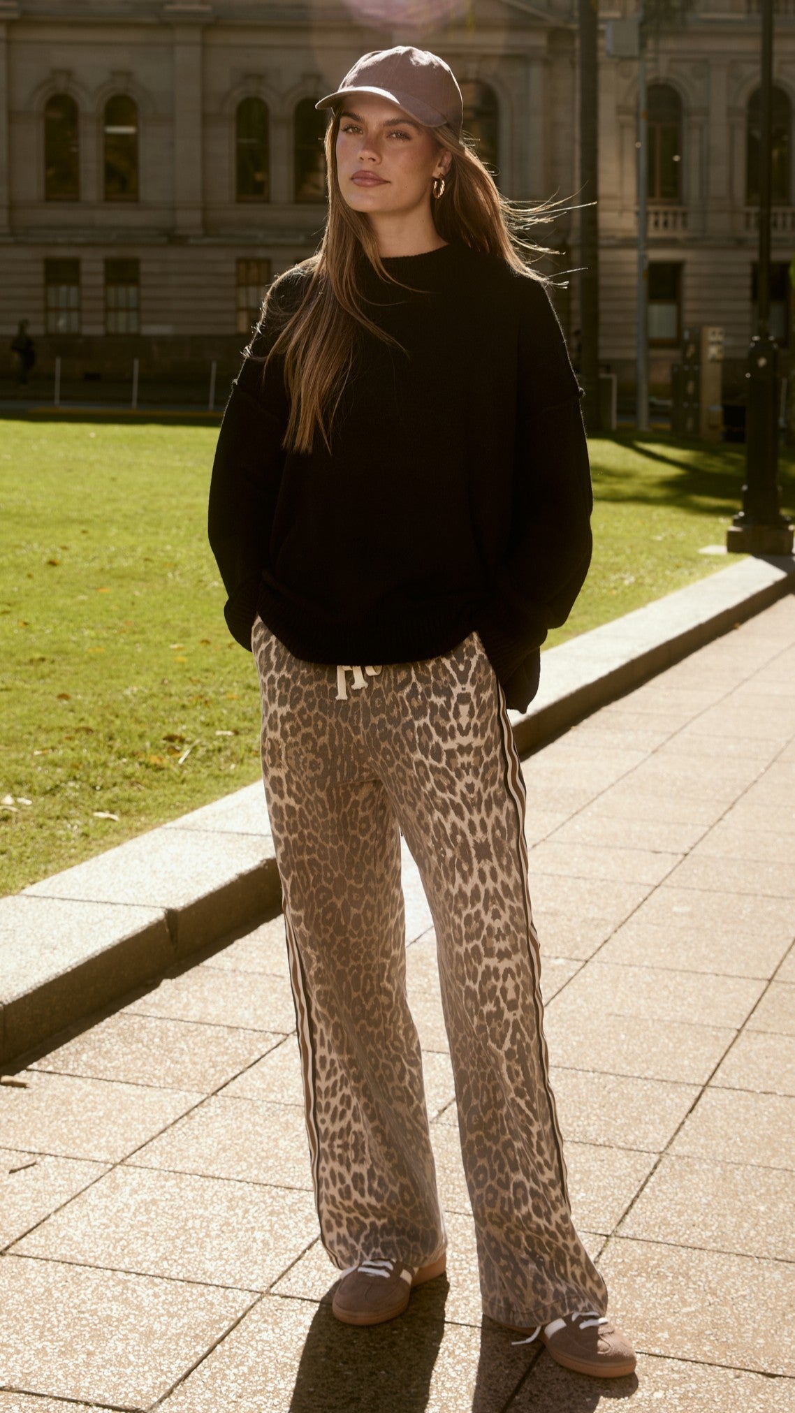 Vox High Waisted Straight Leg Trousers – Leopard Print Racer Stripe – view 7