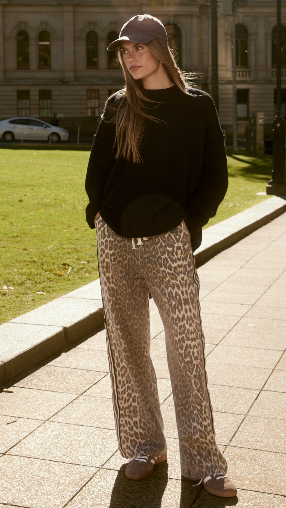 Vox High Waisted Straight Leg Trousers – Leopard Print Racer Stripe – view 4