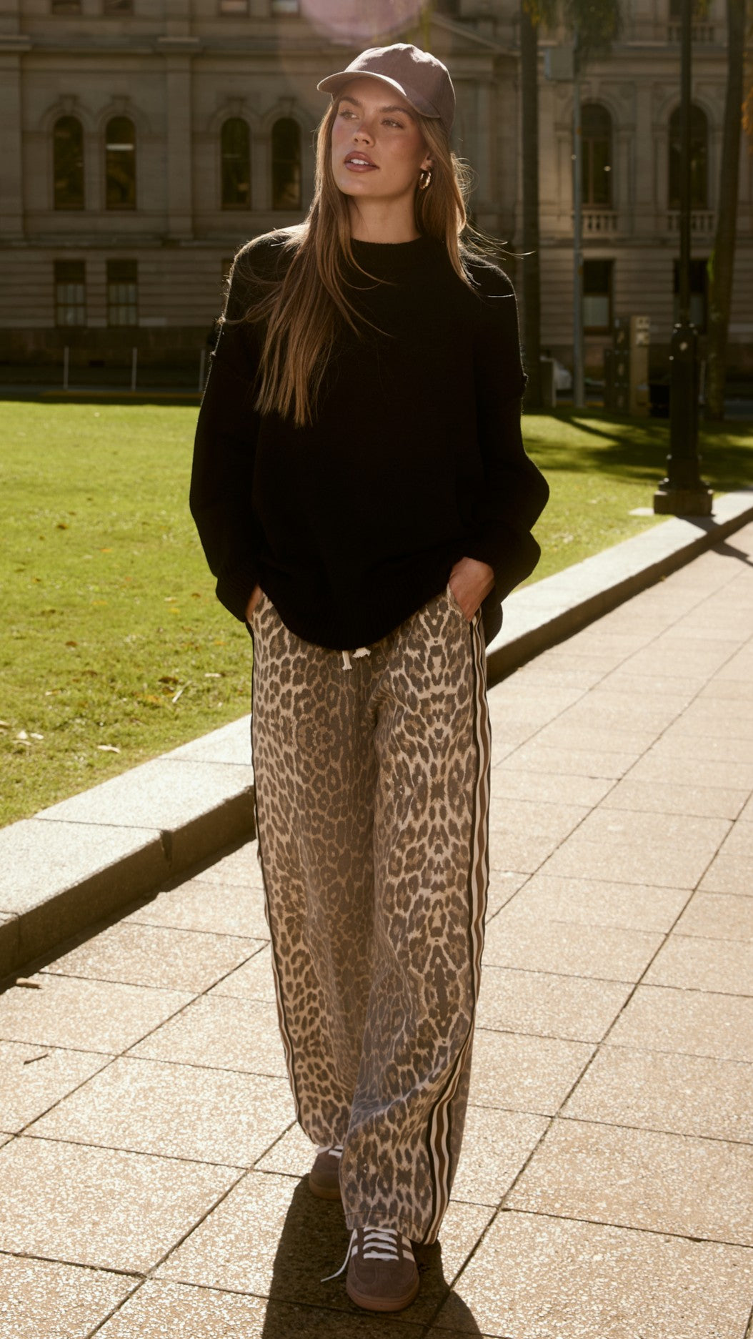 Vox High Waisted Straight Leg Trousers – Leopard Print Racer Stripe – view 8