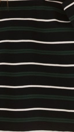Isha Long Sleeve Collared Top with Button V-Neck – Navy Stripe – view 7