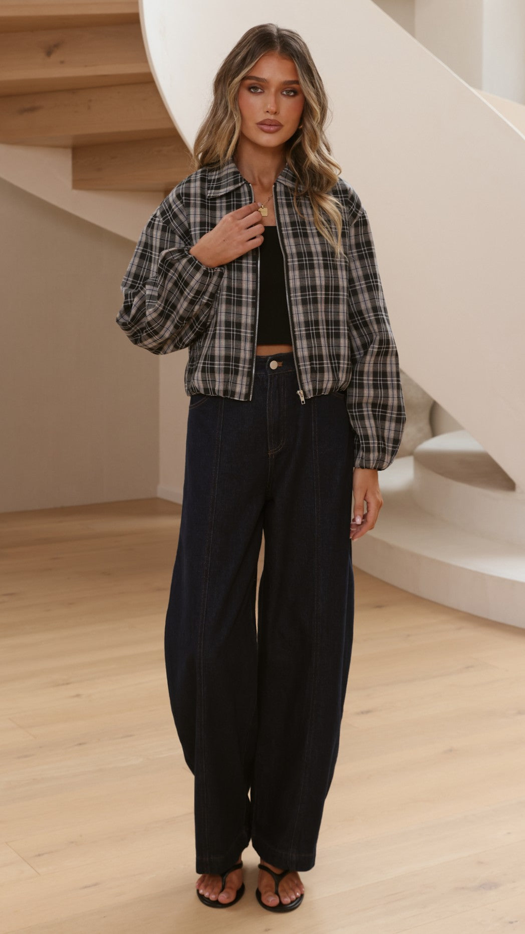 Georgie High Waisted Relaxed Barrel Leg Jeans – Indigo – view 9