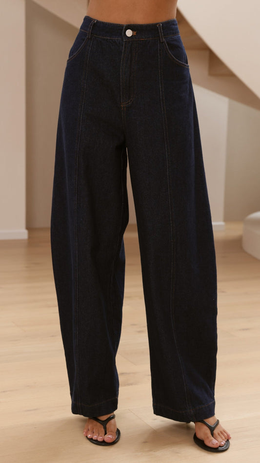 Georgie High Waisted Relaxed Barrel Leg Jeans – Indigo