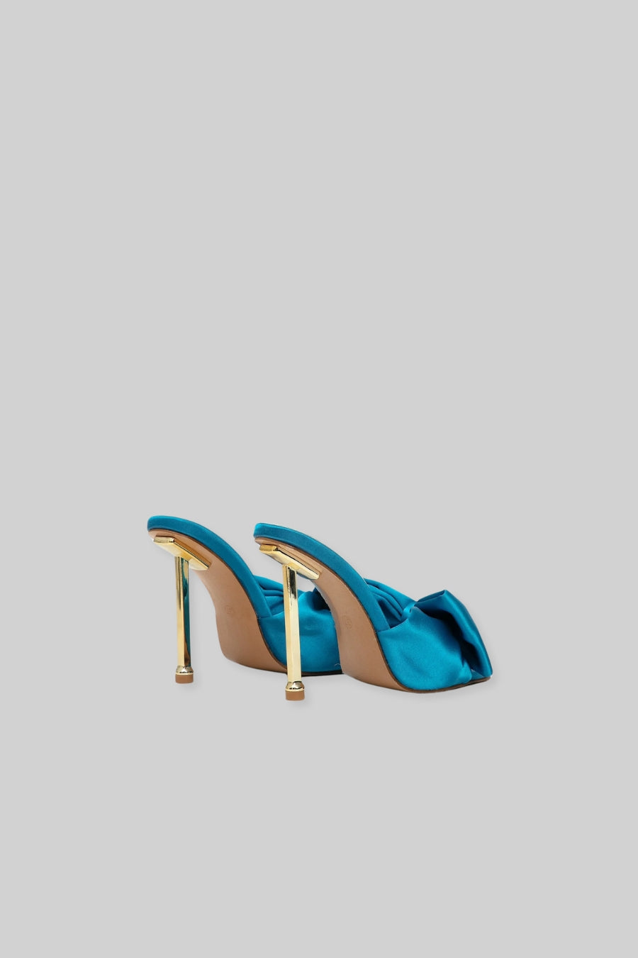 Satin 3D Ribbon Sandals with Gold Metallic Heel – Turquoise – view 2
