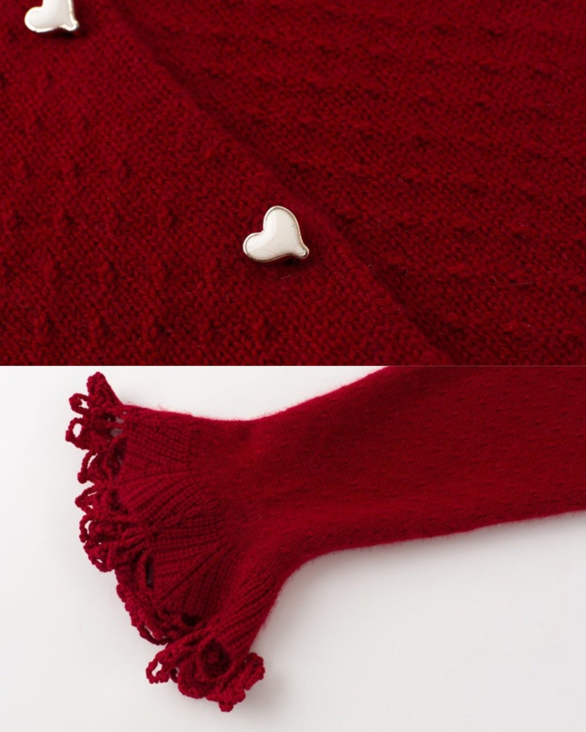 Cashmere Crochet Peter Pan Collar Thick Knit Cardigan – view 8