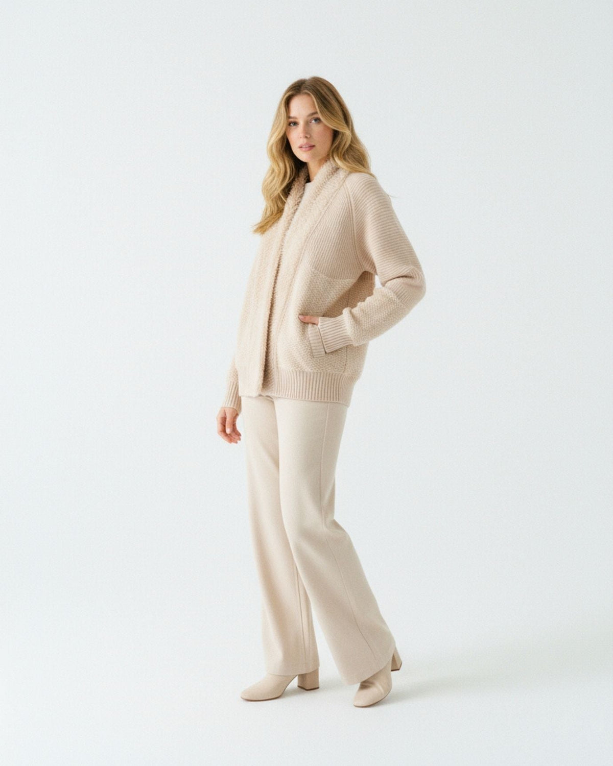 Rina Cashmere Coat with Lapel Collar and Deep Pockets – view 2