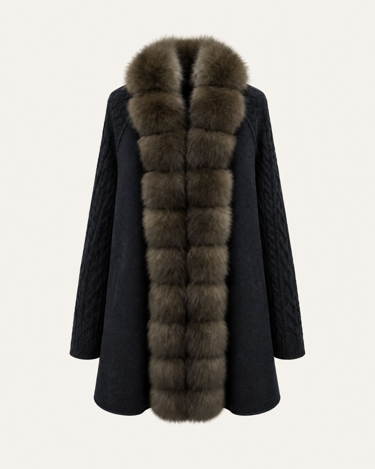 Zira Belted Long Wool Coat with Front Placket Trim – view 6