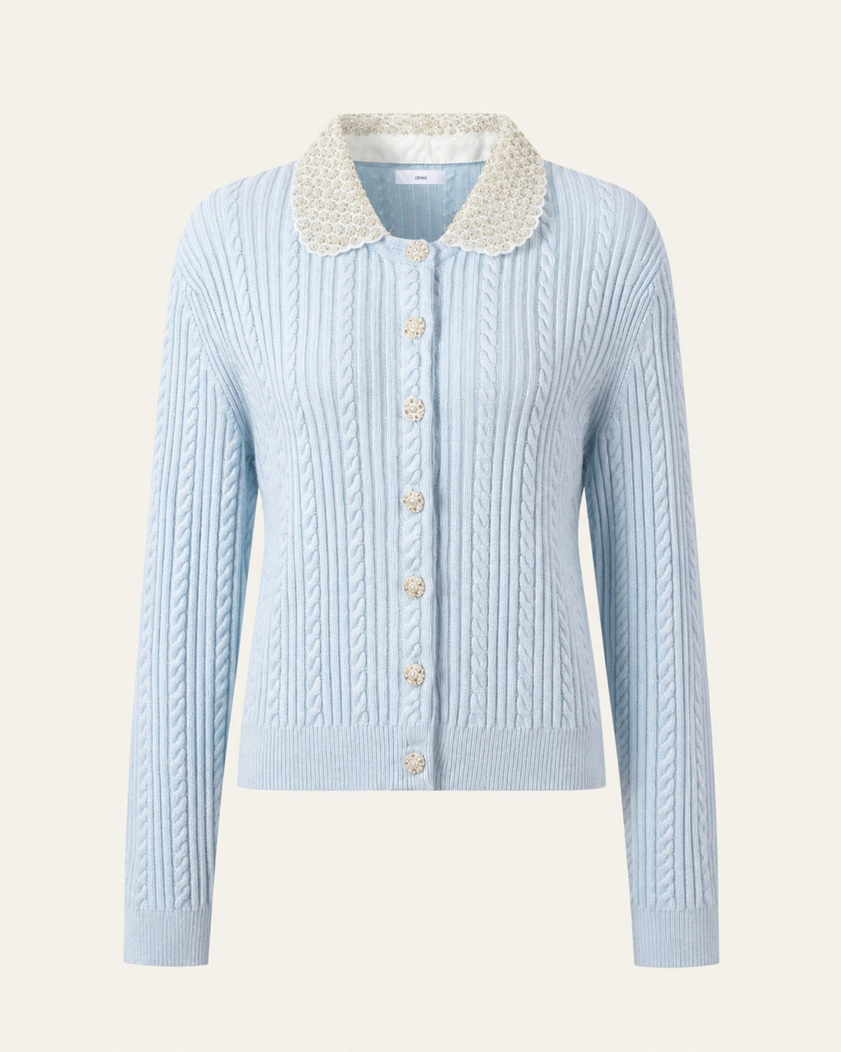 French Style V-Neck Cardigan with Mother-of-Pearl Buttons – view 7