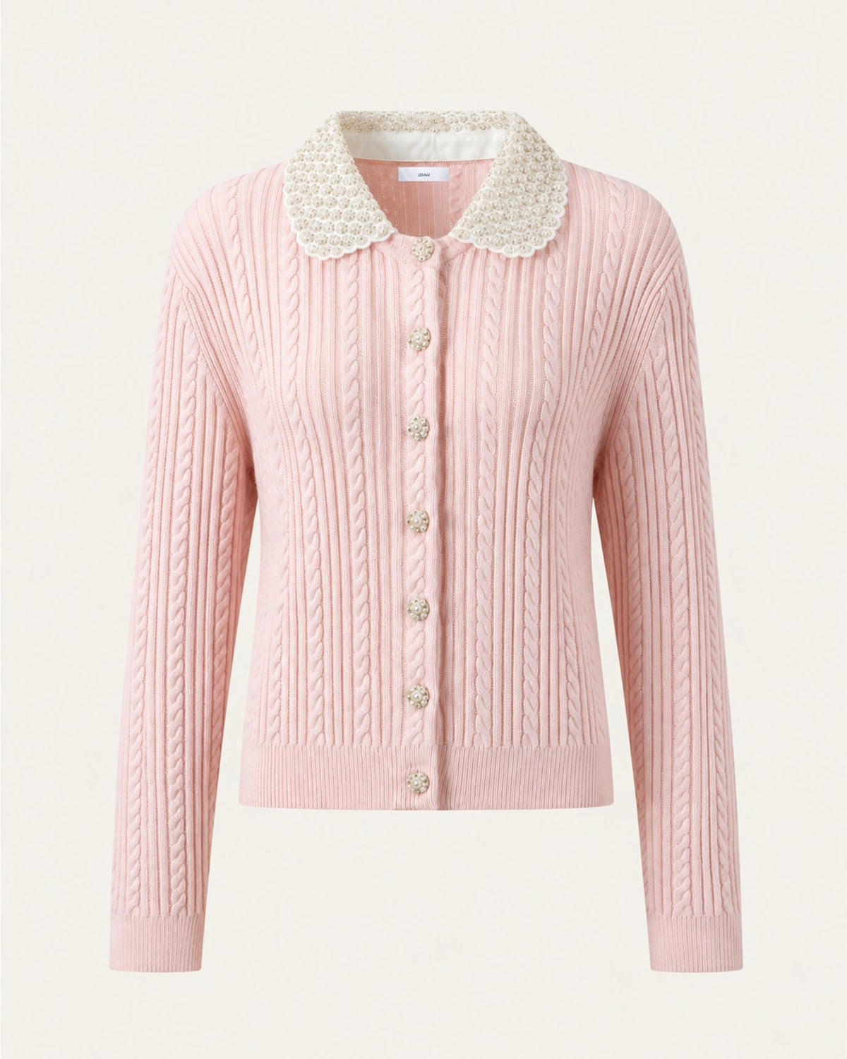 French Style V-Neck Cardigan with Mother-of-Pearl Buttons – view 3