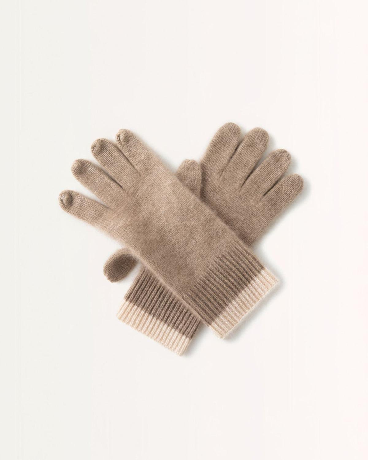 Extended Length Pure Cashmere Gloves with Colour-Matched Edges