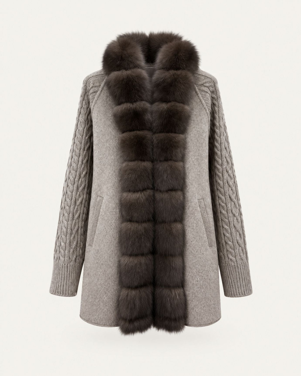 Zira Belted Long Wool Coat with Front Placket Trim – view 11