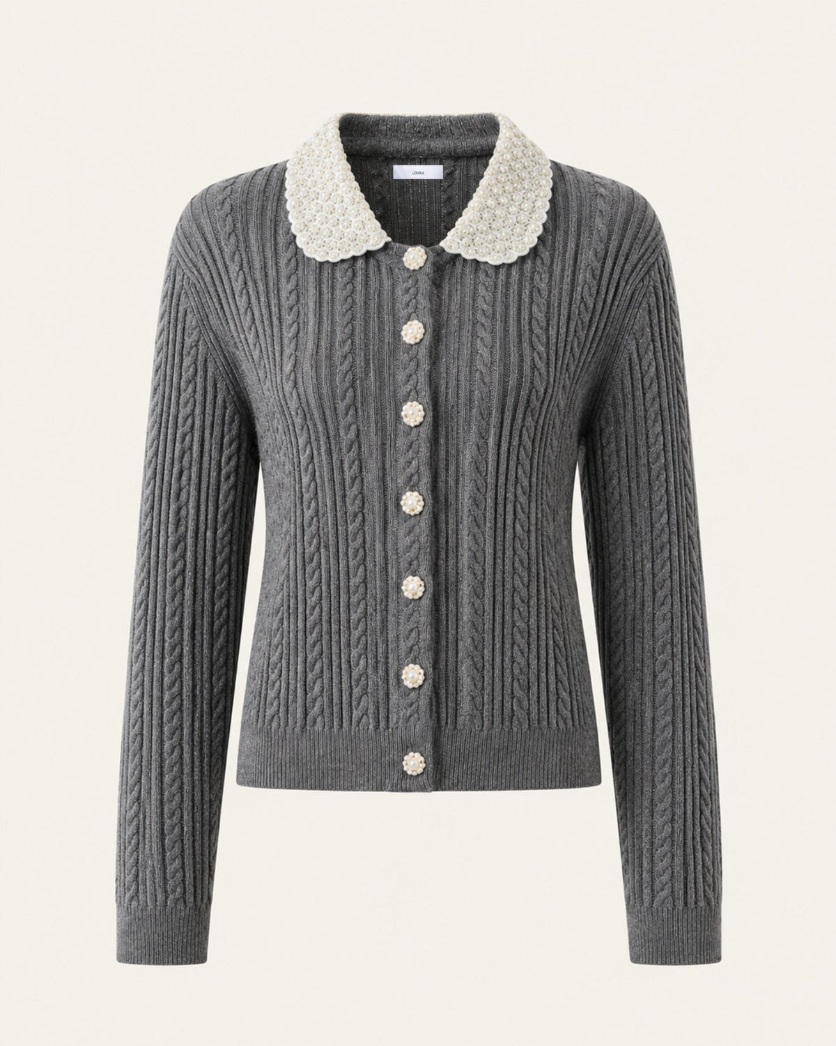 French Style V-Neck Cardigan with Mother-of-Pearl Buttons – view 9
