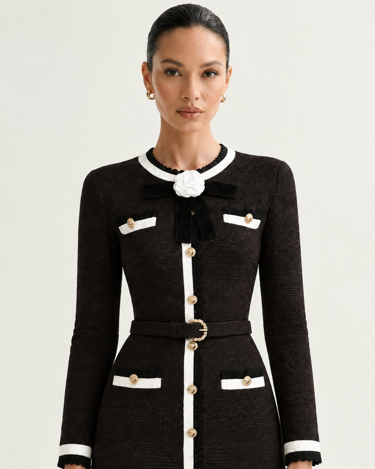 Diva Slim Fit Floral Knit Crew Neck Mini Dress – view 28