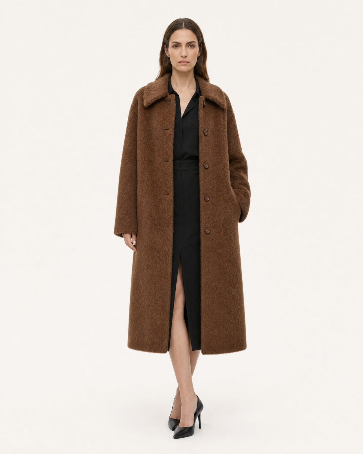 Relaxed Mid-Length Suri Alpaca Single-Button Lapel Coat – view 6