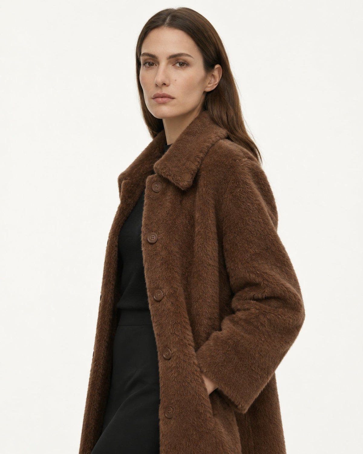 Relaxed Mid-Length Suri Alpaca Single-Button Lapel Coat – view 8