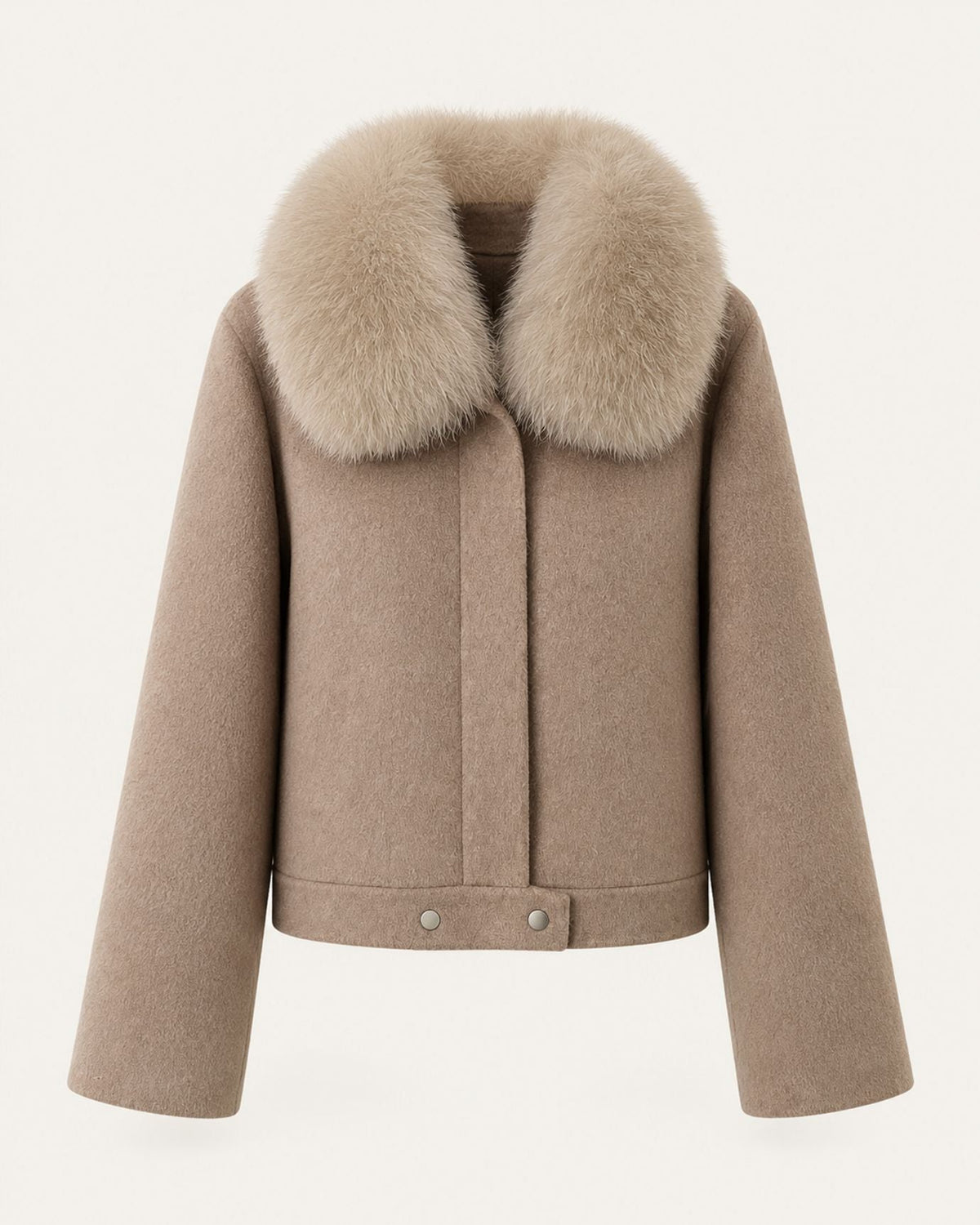 Short Double-Faced Wool Coat with Single Button – view 11