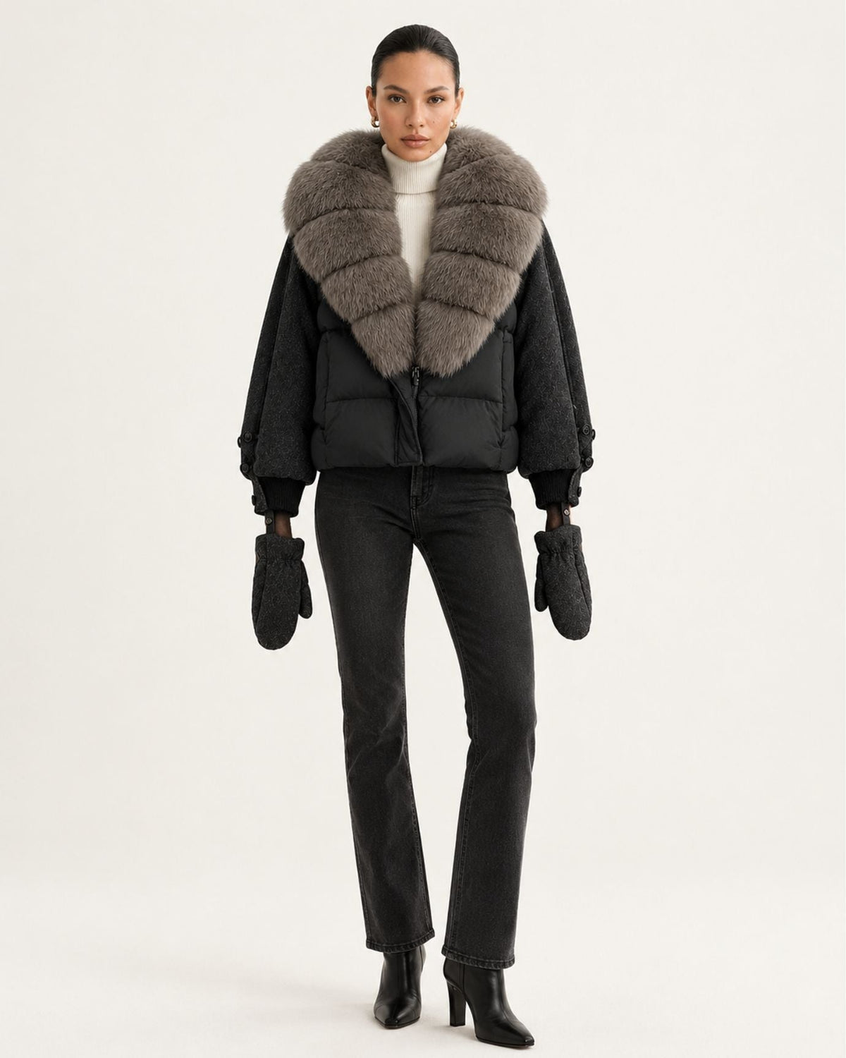 NY Quilted Duck Down Puffer Jacket with Detachable Collar – view 9