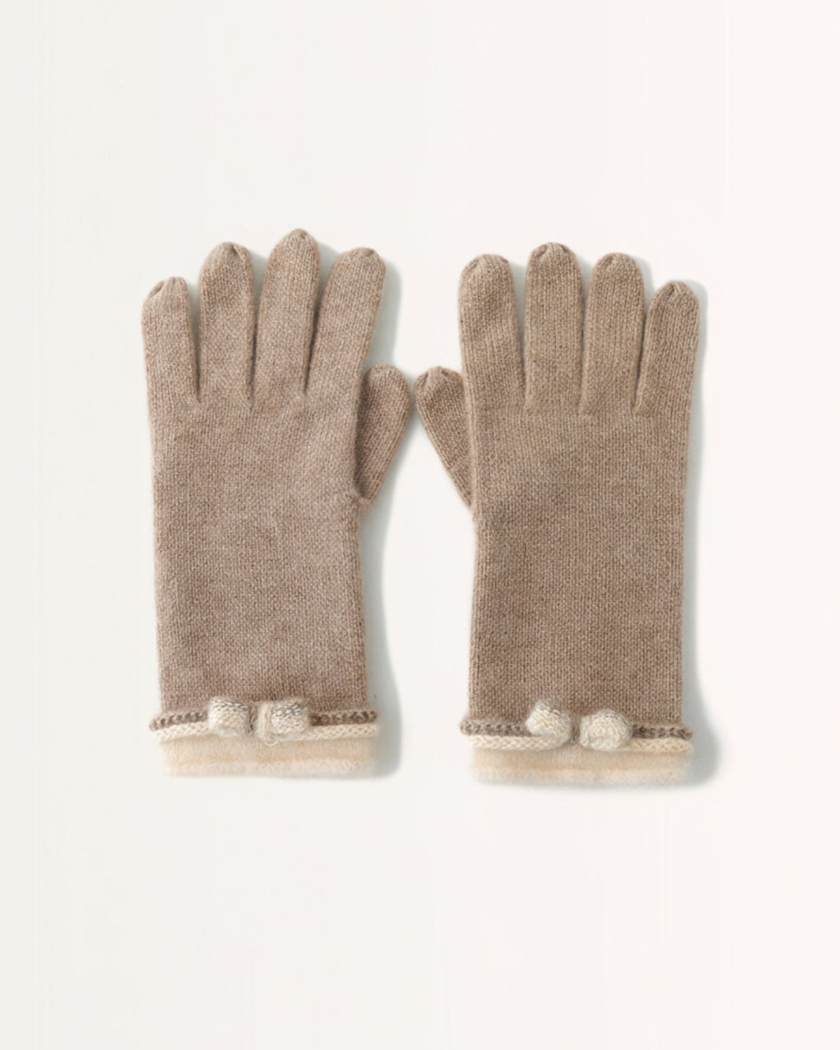 Thickened Knit Pure Cashmere Gloves with Matching Bow – view 4