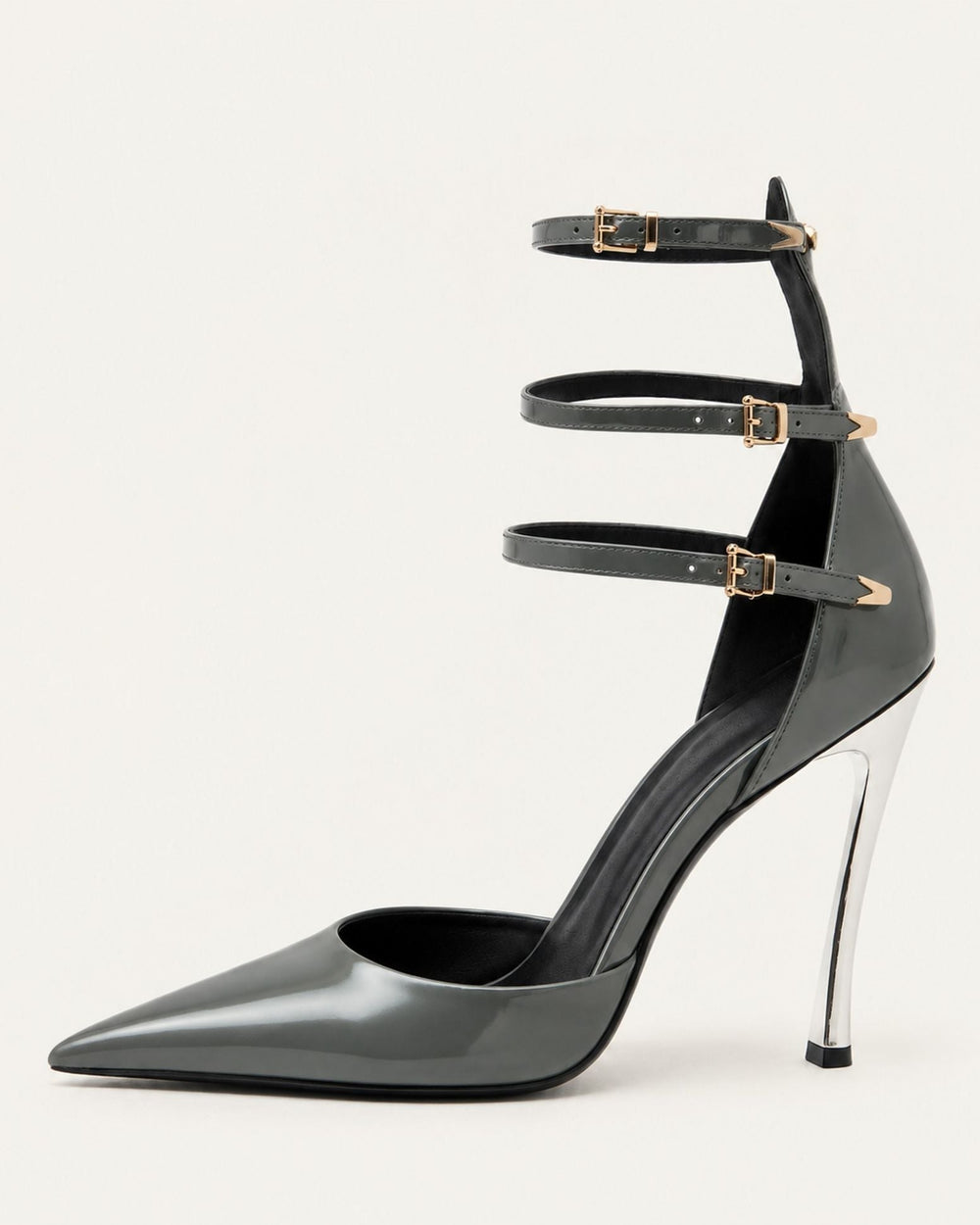 Pointed-Toe Patent Ankle-Strap Pumps with 10.5cm Heel