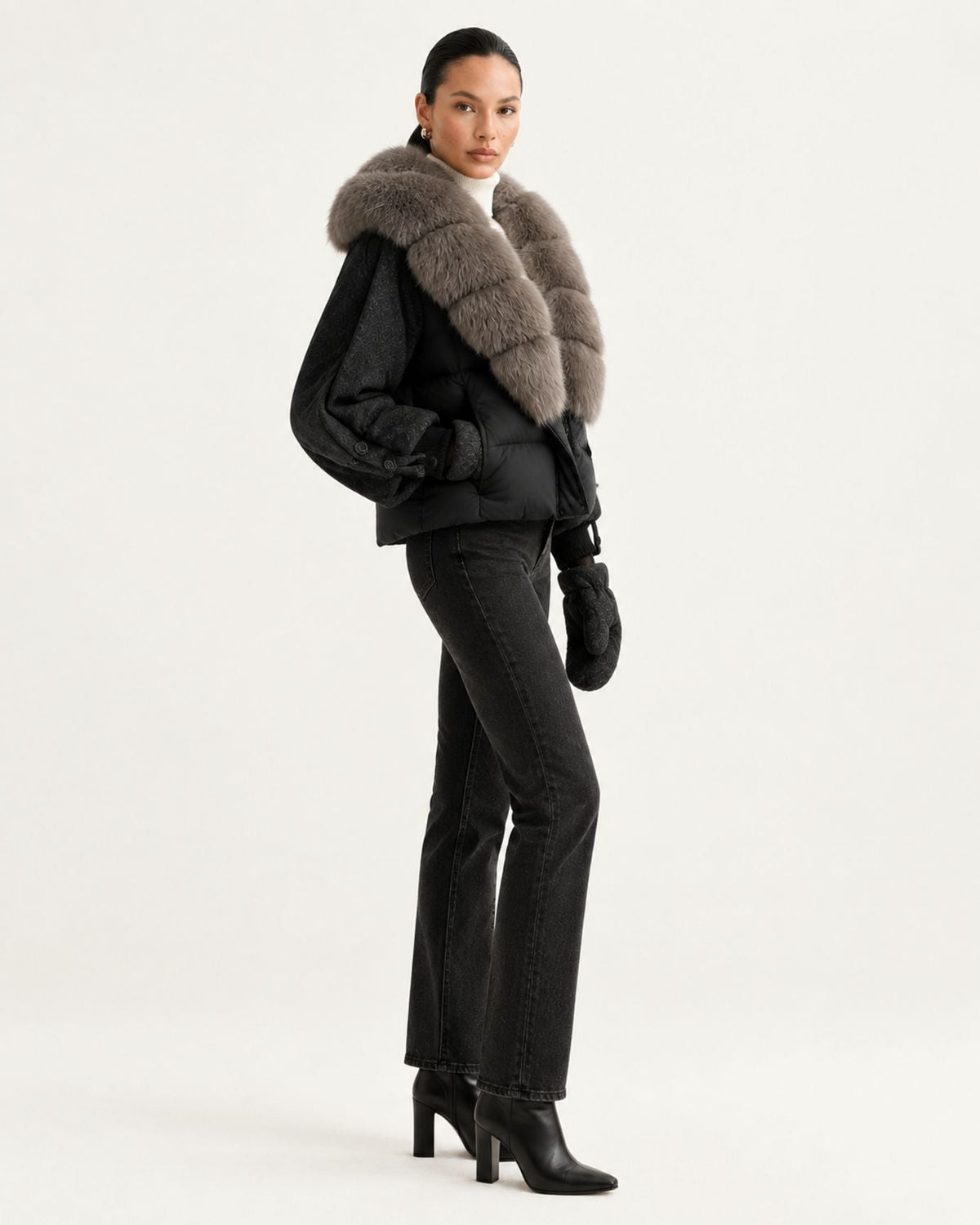 NY Quilted Duck Down Puffer Jacket with Detachable Collar – view 10