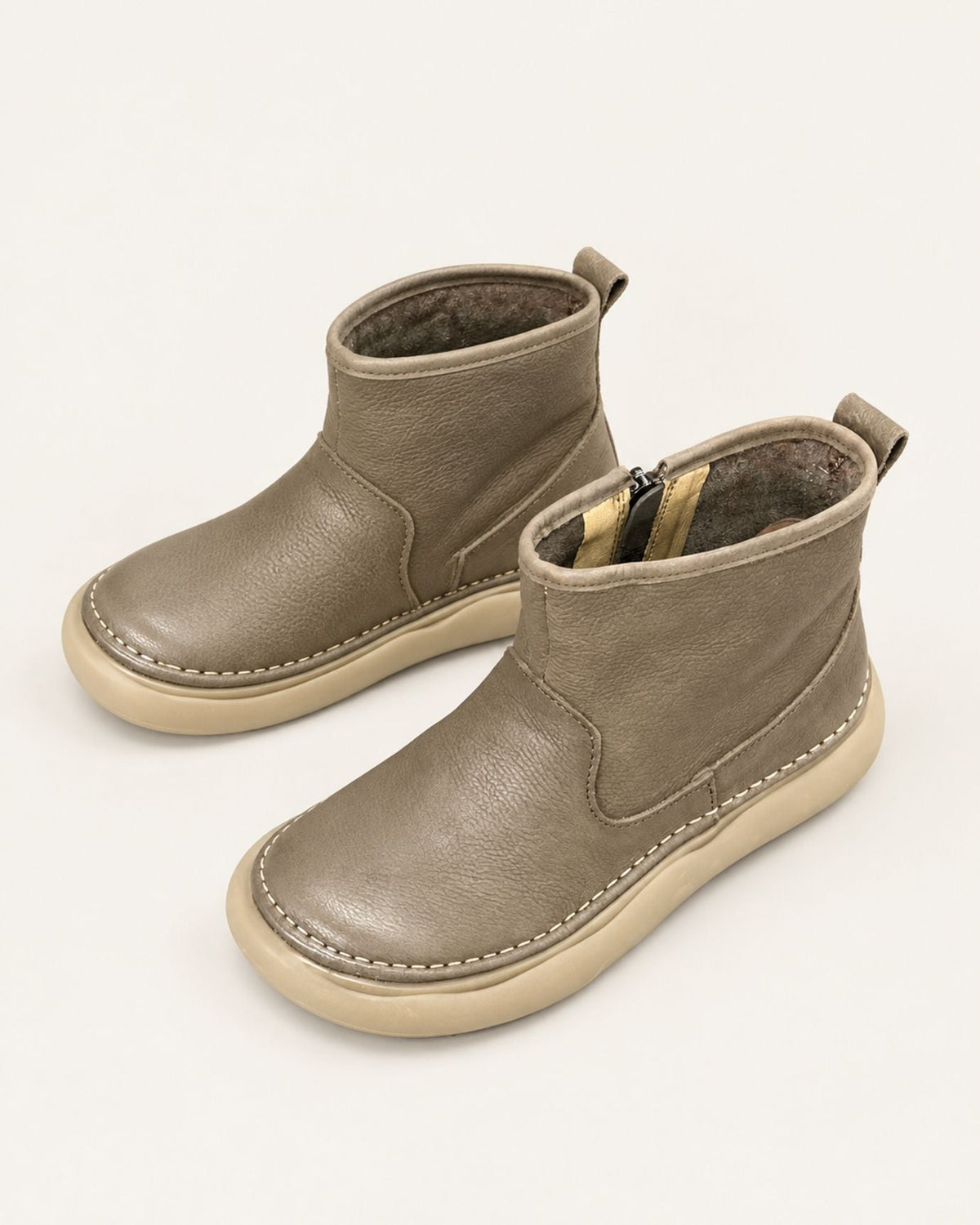 Top-Grain Leather Side-Zip Combat Boots with Leather Lining – view 3