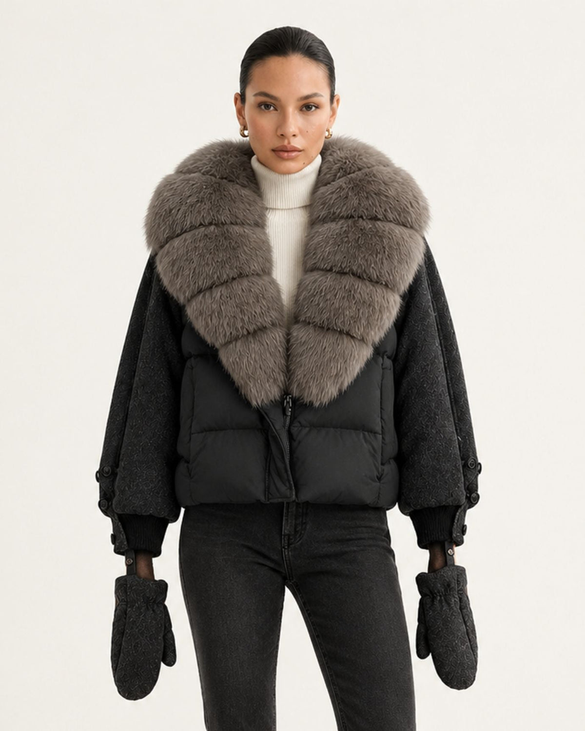NY Quilted Duck Down Puffer Jacket with Detachable Collar – view 11