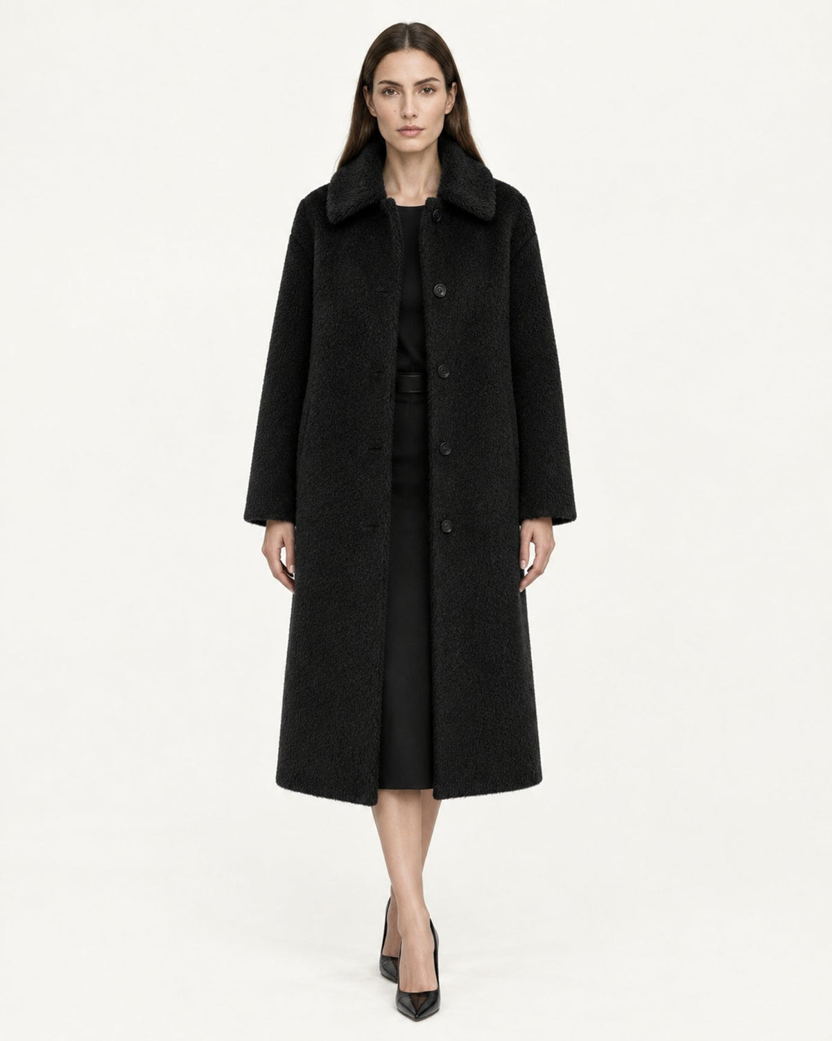 Relaxed Mid-Length Suri Alpaca Single-Button Lapel Coat – view 11