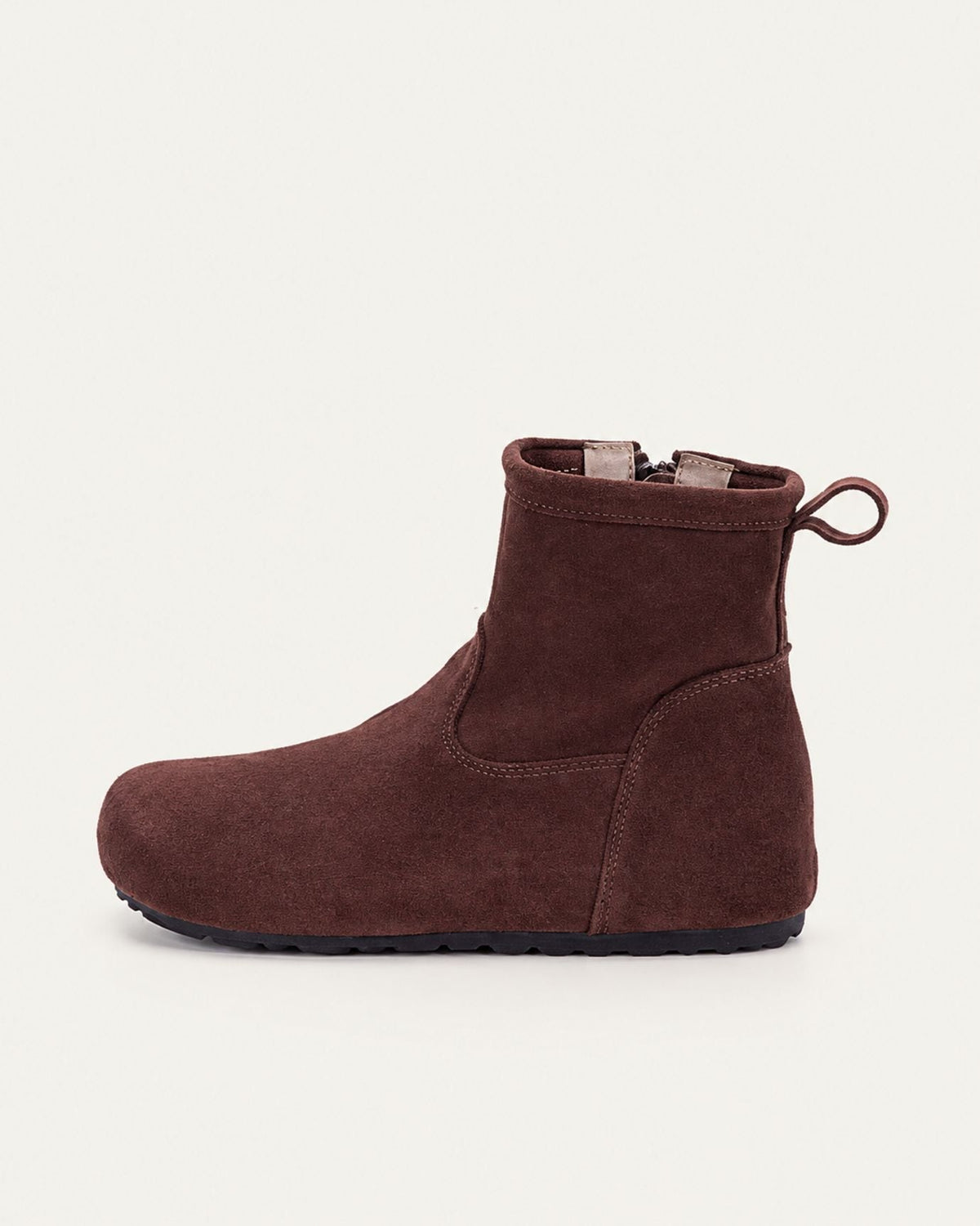Retro Nubuck Leather Hidden Wedge Ankle Boots with Pigskin Lining – Burgundy – view 1